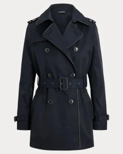Zweireihiger Trenchcoat mit Baumwolle Blue