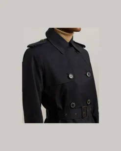 Zweireihiger Trenchcoat mit Baumwolle Blue