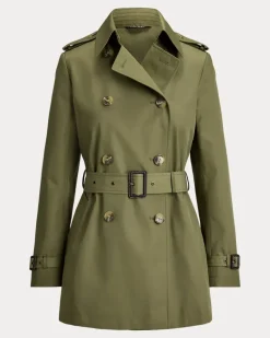 Zweireihiger Trenchcoat mit Baumwolle Green
