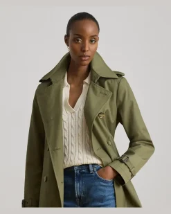 Zweireihiger Trenchcoat mit Baumwolle Green