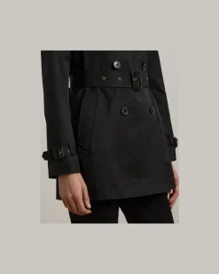 Zweireihiger Trenchcoat mit Baumwolle Black