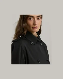 Zweireihiger Trenchcoat mit Baumwolle Black