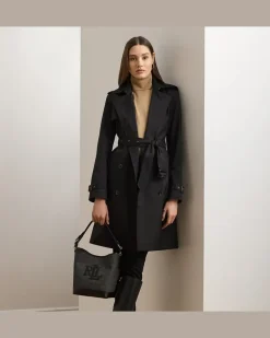 Zweireihiger Trenchcoat mit Baumwolle Black