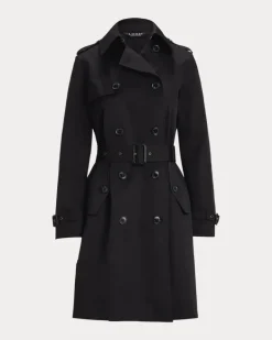 Zweireihiger Trenchcoat mit Baumwolle Black