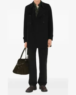 Zweireihiger Trenchcoat - Schwarz